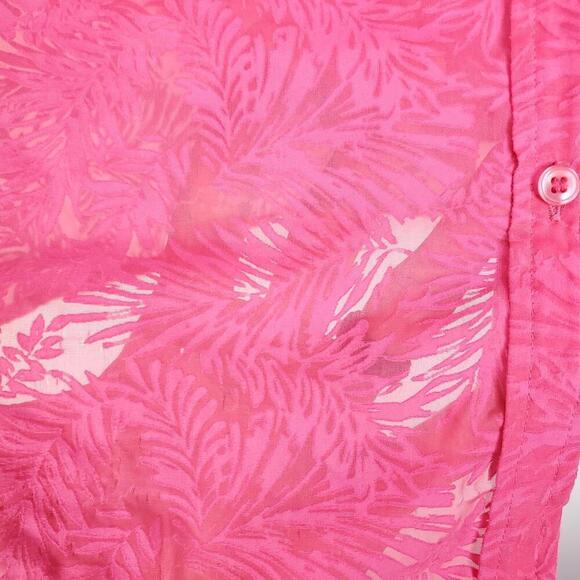 Christopher Banks Shirt Womens M Button Down Semi Sheer Burnout Collar Pink - Picture 4 of 8